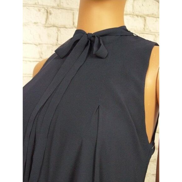 $98 BCBGeneration Deep Navy Blue Chiffon A-Line Mock Neck Dress XXS NWT - Picture 4 of 5